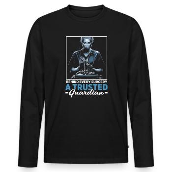 Infirmière Anesthésiste Médecine Hôpital Anesthésie - T-shirt manches longues Premium bio Homme - noir - Devant - Nico (187cm)