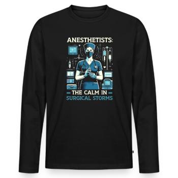 Infirmière Anesthésiste Médecine Hôpital Anesthésie - T-shirt manches longues Premium bio Homme - noir - Devant - Nico (187cm)