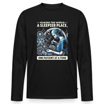 Infirmière Anesthésiste Médecine Hôpital Anesthésie - T-shirt manches longues Premium bio Homme - noir - Devant - Nico (187cm)