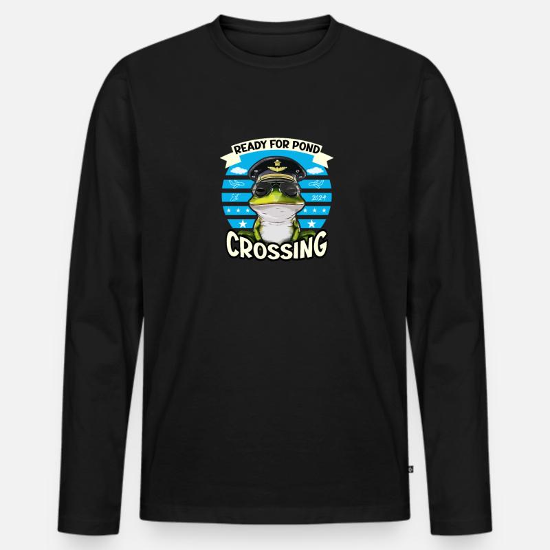 Pond Pilot Flugzeug Abenteuer - Männer Premium Bio Langarmshirt - Schwarz