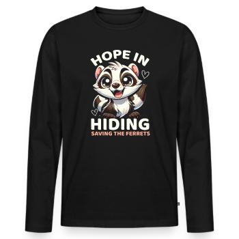 Gefährdete Spezies Schwarzfußfrettchen - Männer Premium Bio Langarmshirt - Schwarz - Vorne - Nico (187cm)