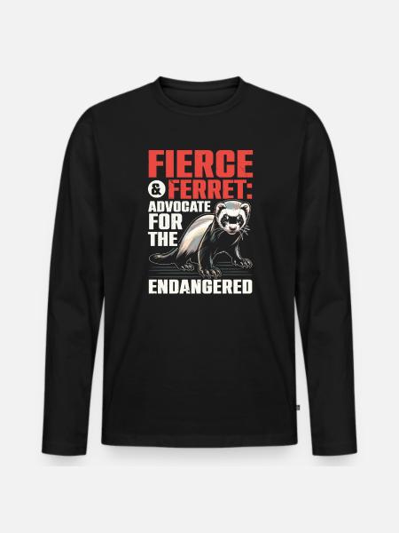 Gefährdete Spezies Schwarzfußfrettchen - Männer Premium Bio Langarmshirt - Schwarz