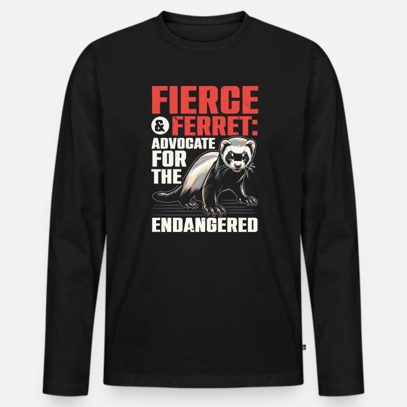 Gefährdete Spezies Schwarzfußfrettchen - Männer Premium Bio Langarmshirt - Schwarz