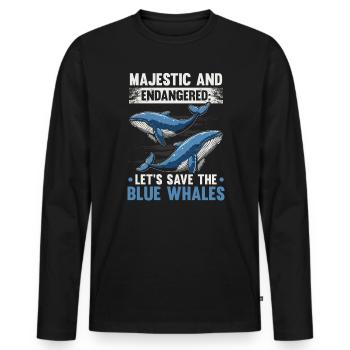 Endangered Species Blue Whale Animal Rights - Men's Premium Organic Long Sleeve Shirt - black - Front - Nico (187cm)