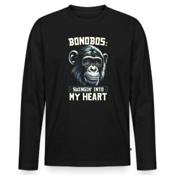 Endangered Species Bonobo Tierrechtsaktivist - Männer Premium Bio Langarmshirt - Schwarz - Vorne - Nico (187cm)