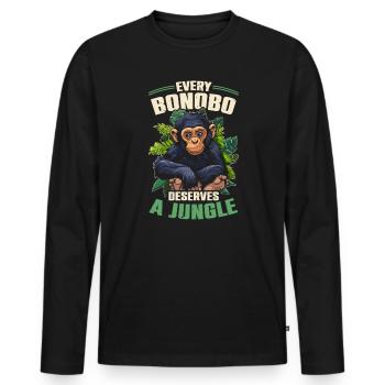 Endangered Species Bonobo Animal Rights Activist - Men's Premium Organic Long Sleeve Shirt - black - Front - Nico (187cm)