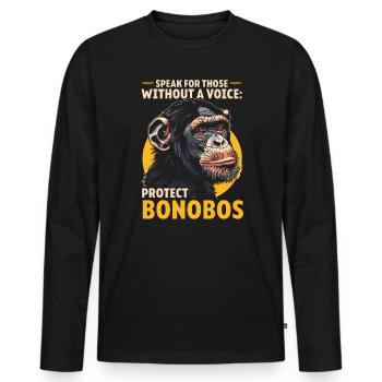 Endangered Species Bonobo Tierrechtsaktivist - Männer Premium Bio Langarmshirt - Schwarz - Vorne - Nico (187cm)