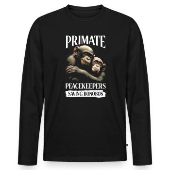 Espèce en voie de disparition, bonobo, militant des droits des animaux - T-shirt manches longues Premium bio Homme - noir - Devant - Nico (187cm)