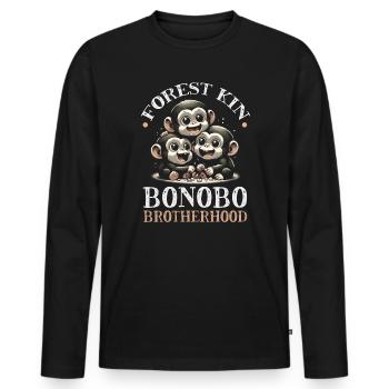 Espèce en voie de disparition, bonobo, militant des droits des animaux - T-shirt manches longues Premium bio Homme - noir - Devant - Nico (187cm)