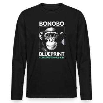 Espèce en voie de disparition, bonobo, militant des droits des animaux - T-shirt manches longues Premium bio Homme - noir - Devant - Nico (187cm)