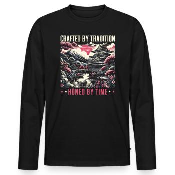Feudales Japan Kultur Japanische Kanji Geschichte - Männer Premium Bio Langarmshirt - Schwarz - Vorne - Nico (187cm)