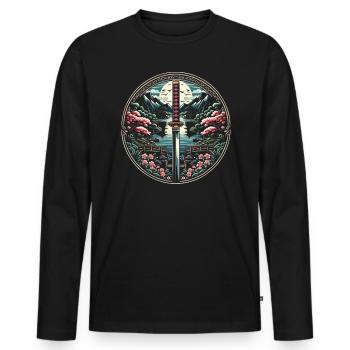 Feudales Japan Kultur Japanische Kanji Geschichte - Männer Premium Bio Langarmshirt - Schwarz - Vorne - Nico (187cm)