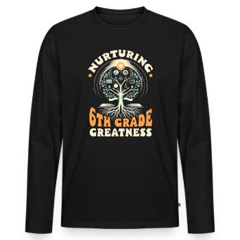 Enseignant de 6e année Éducateur de sixième année Enseignement - T-shirt manches longues Premium bio Homme - noir - Devant - Nico (187cm)