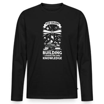 Enseignant de 6e année Éducateur de sixième année Enseignement - T-shirt manches longues Premium bio Homme - noir - Devant - Nico (187cm)