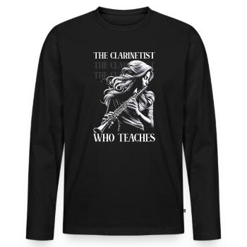Professeur de clarinette Clarinettiste Musicien de clarinette - T-shirt manches longues Premium bio Homme - noir - Devant - Nico (187cm)