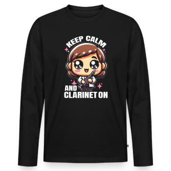 Professeur de clarinette Clarinettiste Musicien de clarinette - T-shirt manches longues Premium bio Homme - noir - Devant - Nico (187cm)
