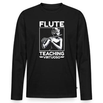 Professeur de flûte Instrument de musique Joueur de flûte - T-shirt manches longues Premium bio Homme - noir - Devant - Nico (187cm)
