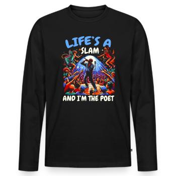 Poetry Slam Poet Romanautor Gedichtliteratur - Männer Premium Bio Langarmshirt - Schwarz - Vorne - Nico (187cm)