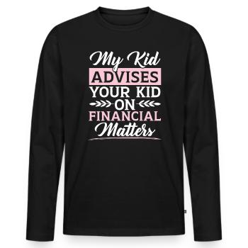 Maman d’un conseiller financier Gestion de l’argent - T-shirt manches longues Premium bio Homme - noir - Devant - Nico (187cm)