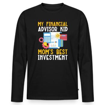 Maman d’un conseiller financier Gestion de l’argent - T-shirt manches longues Premium bio Homme - noir - Devant - Nico (187cm)