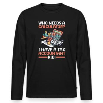 Maman d’un comptable fiscaliste Comptabilité Saison des impôts - T-shirt manches longues Premium bio Homme - noir - Devant - Nico (187cm)