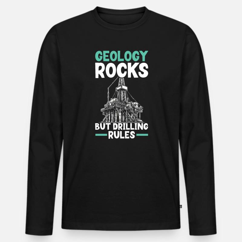 Bohringenieur Beruf Ölbohrinselarbeiter - Männer Premium Bio Langarmshirt - Schwarz