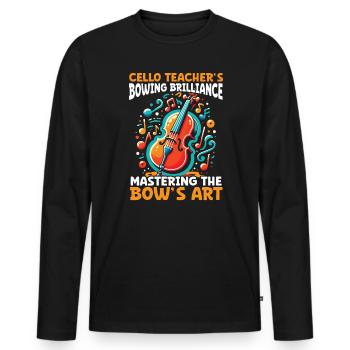Cello Teacher Musical Cello Player Cellist - Men's Premium Organic Long Sleeve Shirt - black - Front - Nico (187cm)