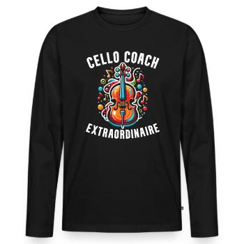 Cello Teacher Musical Cello Player Cellist - Men's Premium Organic Long Sleeve Shirt - black - Front - Nico (187cm)