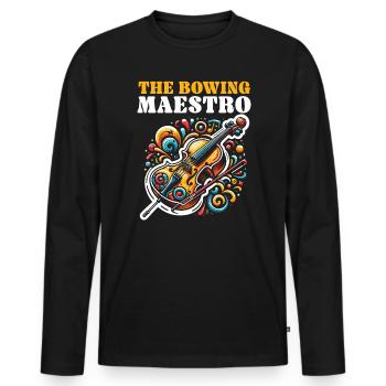 Cello Teacher Musical Cello Player Cellist - Men's Premium Organic Long Sleeve Shirt - black - Front - Nico (187cm)