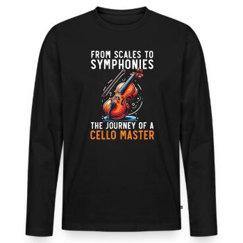 Cello Teacher Musical Cello Player Cellist - Men's Premium Organic Long Sleeve Shirt - black - Front - Nico (187cm)
