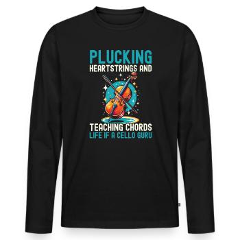 Cello Teacher Musical Cello Player Cellist - Men's Premium Organic Long Sleeve Shirt - black - Front - Nico (187cm)