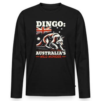 Dingo Dog Western Australia Australian Dingo Lover - Men's Premium Organic Long Sleeve Shirt - black - Front - Nico (187cm)