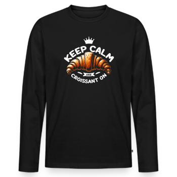 Croissant France Food Foodie Petit-déjeuner français - T-shirt manches longues Premium bio Homme - noir - Devant - Nico (187cm)