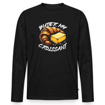 Croissant France Food Foodie Petit-déjeuner français - T-shirt manches longues Premium bio Homme - noir - Devant - Nico (187cm)
