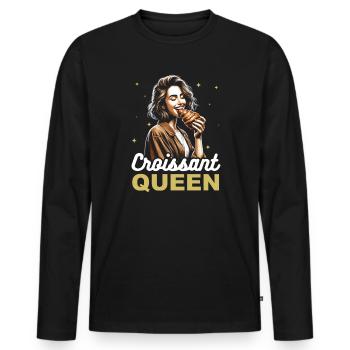 Croissant France Food Foodie Petit-déjeuner français - T-shirt manches longues Premium bio Homme - noir - Devant - Nico (187cm)