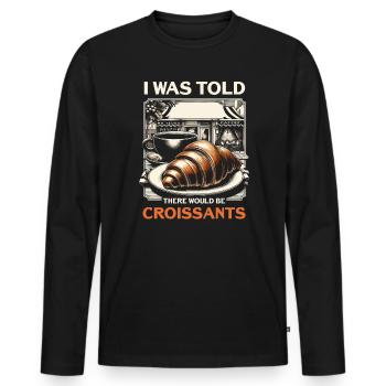 Croissant France Food Foodie Petit-déjeuner français - T-shirt manches longues Premium bio Homme - noir - Devant - Nico (187cm)