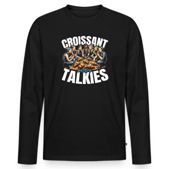Croissant France Food Foodie Petit-déjeuner français - T-shirt manches longues Premium bio Homme - noir - Devant - Nico (187cm)