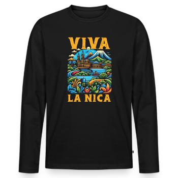 I Love Nicaragua Nicaraguan Flag Nicaraguan Pride - Men's Premium Organic Long Sleeve Shirt - black - Front - Nico (187cm)