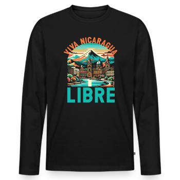 I Love Nicaragua Nicaraguan Flag Nicaraguan Pride - Men's Premium Organic Long Sleeve Shirt - black - Front - Nico (187cm)