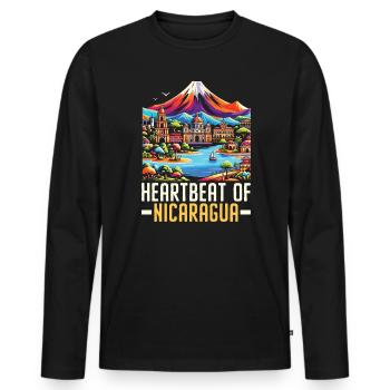 I Love Nicaragua Nicaraguan Flag Nicaraguan Pride - Men's Premium Organic Long Sleeve Shirt - black - Front - Nico (187cm)