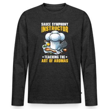 Arts culinaires Professeur Cuisine Chef cuisinier Cuisine - T-shirt manches longues Premium bio Homme - anthracite chiné - Devant - Nico (187cm)