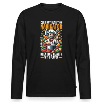 Arts culinaires Professeur Cuisine Chef cuisinier Cuisine - T-shirt manches longues Premium bio Homme - noir - Devant - Nico (187cm)