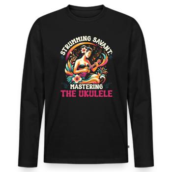 Ukelele Teacher Instrument Ukelele Player Uke - Men's Premium Organic Long Sleeve Shirt - black - Front - Nico (187cm)