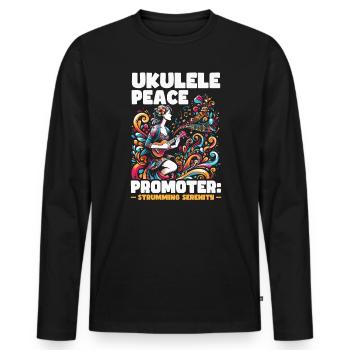 Ukelele Teacher Instrument Ukelele Player Uke - Men's Premium Organic Long Sleeve Shirt - black - Front - Nico (187cm)
