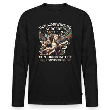 Ukulélé Professeur Instrument Ukulélé Joueur Uke - T-shirt manches longues Premium bio Homme - noir - Devant - Nico (187cm)