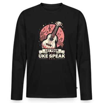 Ukulélé Professeur Instrument Ukulélé Joueur Uke - T-shirt manches longues Premium bio Homme - noir - Devant - Nico (187cm)