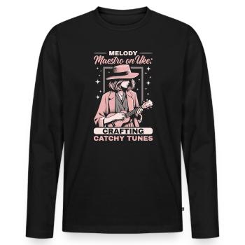 Ukulélé Professeur Instrument Ukulélé Joueur Uke - T-shirt manches longues Premium bio Homme - noir - Devant - Nico (187cm)