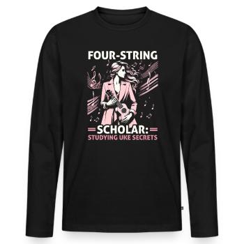 Ukulélé Professeur Instrument Ukulélé Joueur Uke - T-shirt manches longues Premium bio Homme - noir - Devant - Nico (187cm)