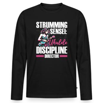 Ukelele Teacher Instrument Ukelele Player Uke - Men's Premium Organic Long Sleeve Shirt - black - Front - Nico (187cm)