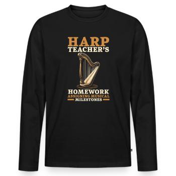 Harfenlehrer Harfenist Musikinstrument Harfenspieler - Männer Premium Bio Langarmshirt - Schwarz - Vorne - Nico (187cm)